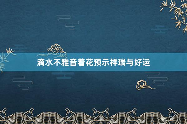滴水不雅音着花预示祥瑞与好运